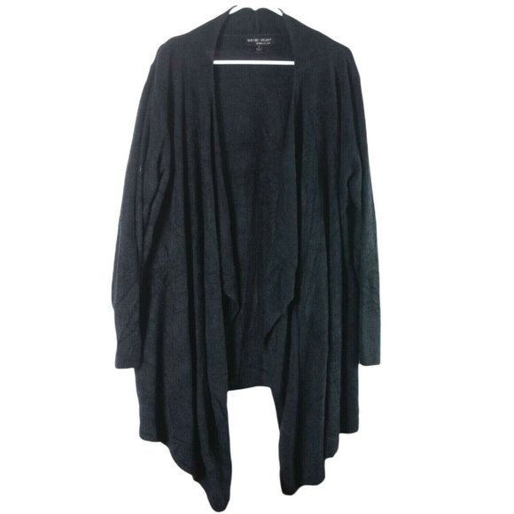 Barefoot Dreams Sweaters - Barefoot Dreams Bamboo Chic Lite Knit Drape Open Front Black 1X Style 436X Cozy